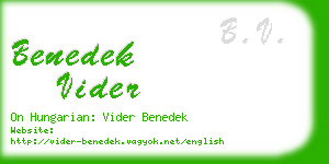 benedek vider business card